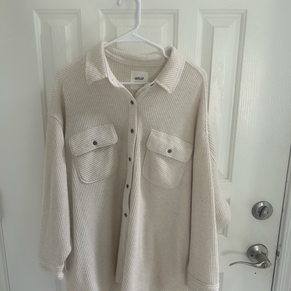 Aerie Cream anytime fave waffle shirt